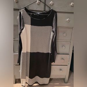 Chaps black and white knit dress XL NWOT